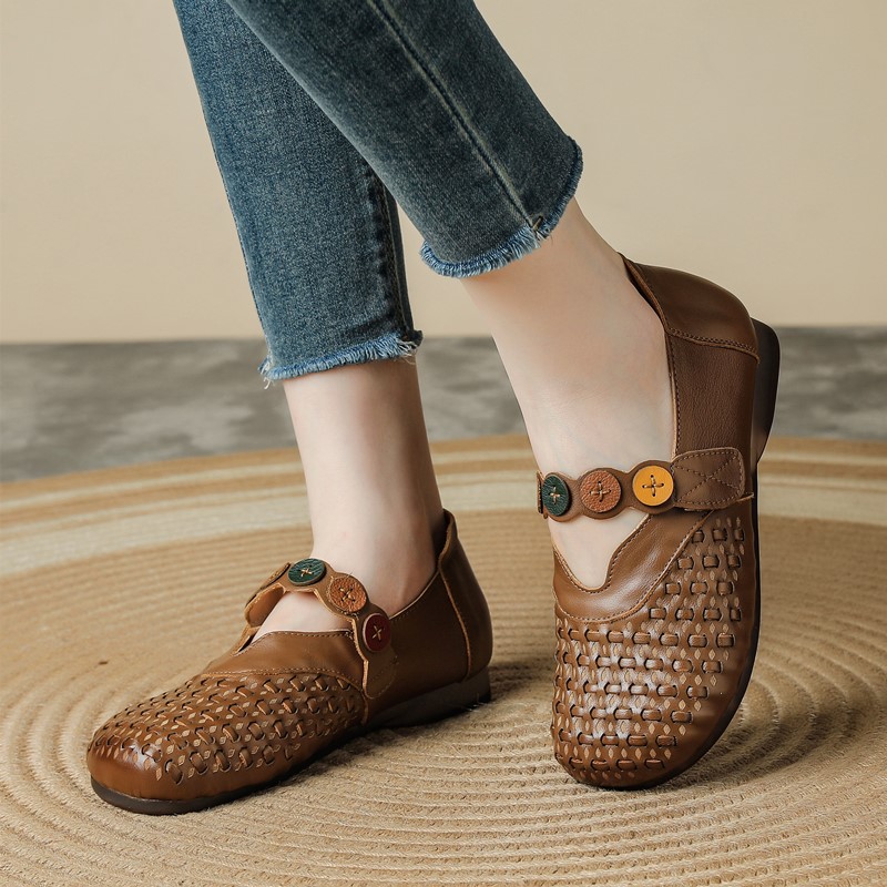 Women'S Shoes Hands Free - أحذية ماري جين نسائية من الجلد