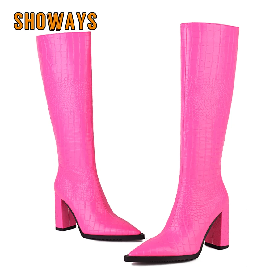 Zip Up Boots Short - فو جلد التمساح النساء حذاء برقبة
