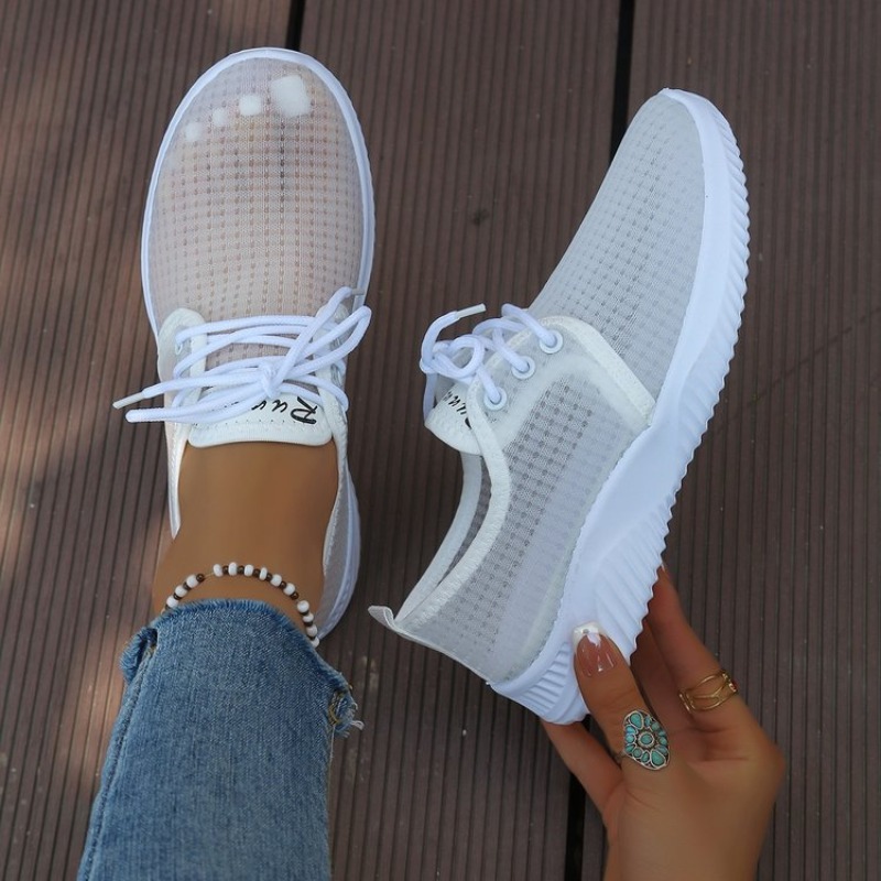 Women'S Shoes Com - أحذية رياضية نسائية بمقدمة مستديرة ورباط،