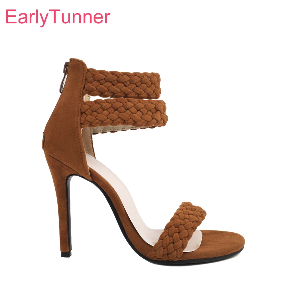 Women Shoes Zipper - جديد الصيف الحلو البني الأخضر النساء