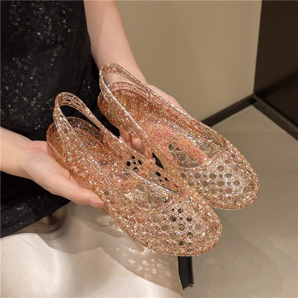 Jelly Sandal Women - أحذية شفافة كريستالية، صنادل مسامية بفتحة