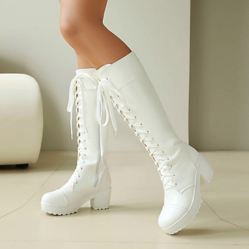 Zip Up Boots Short - المرأة الركبة عالية الدانتيل يصل الأحذية