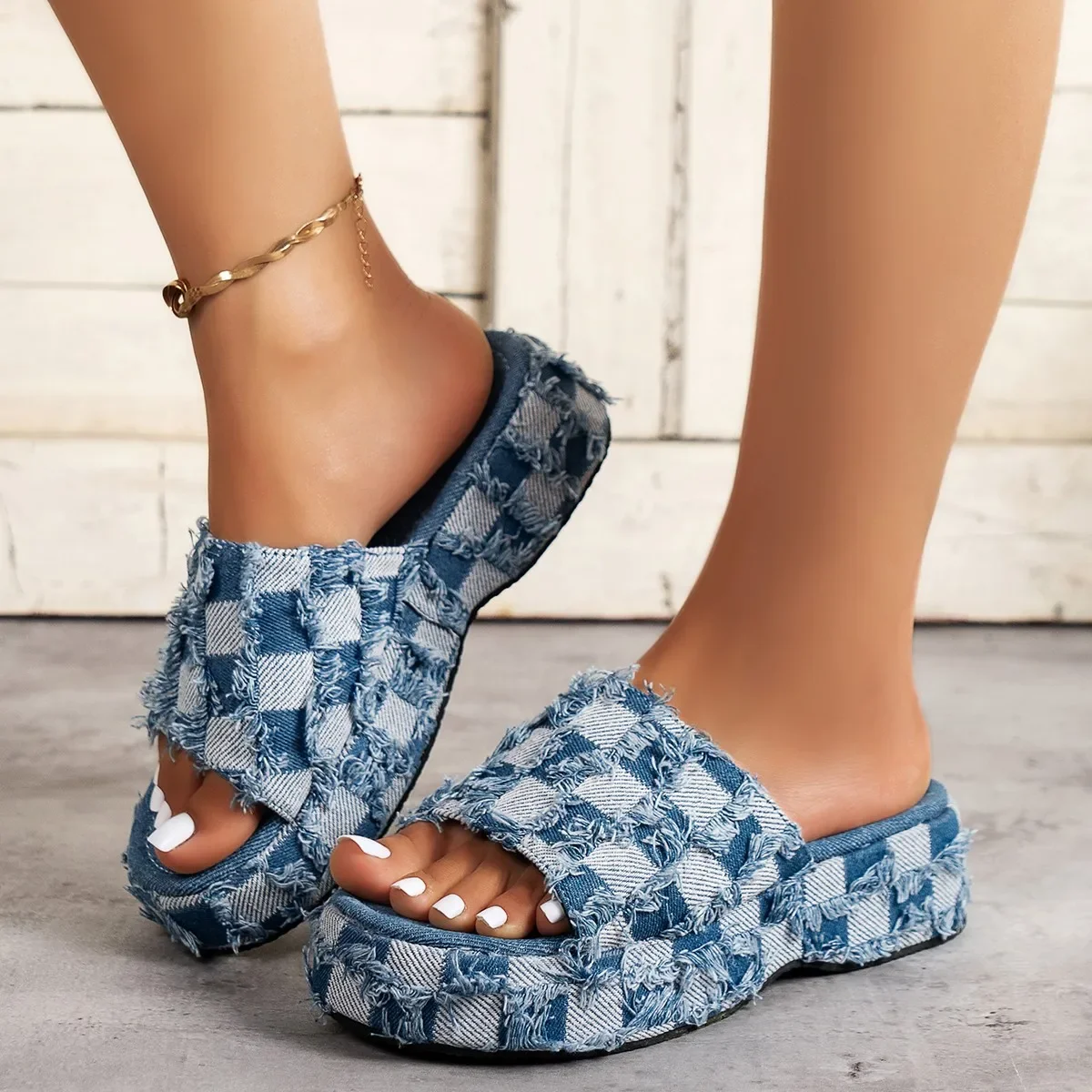 المرأة الدنيم الصنادل ، الصيف  - مراجعة Women Shoes Jeans وسعره