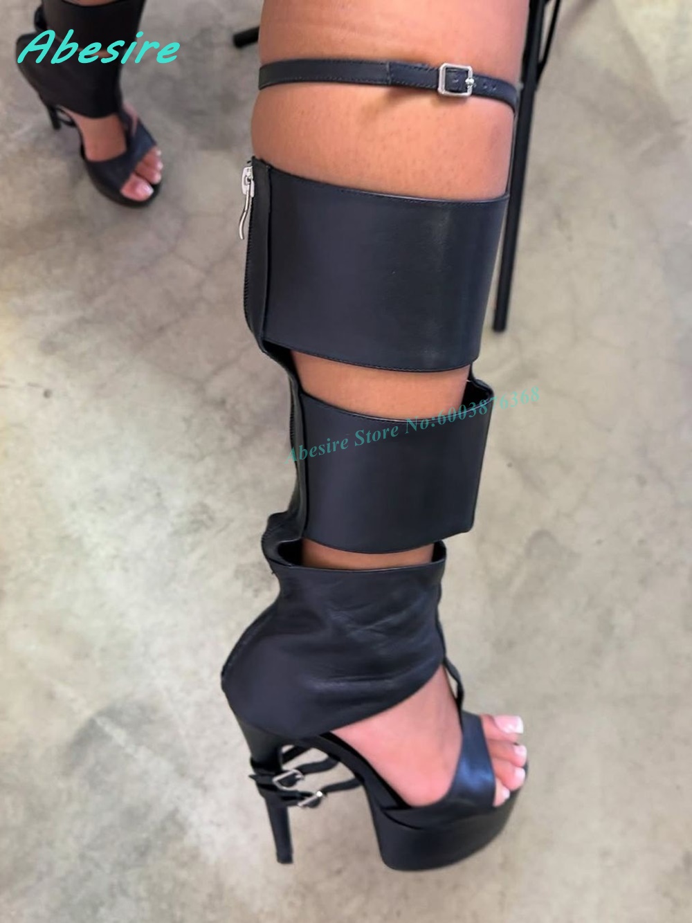 حذاء نسائي طويل للركبة بتصميم  - مراجعة Women Shoes Zipper وسعره