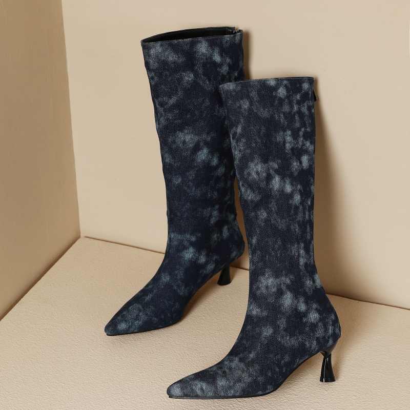 الأزرق الجينز حذاء برقبة للركب - مراجعة Women Shoes Jeans وسعره