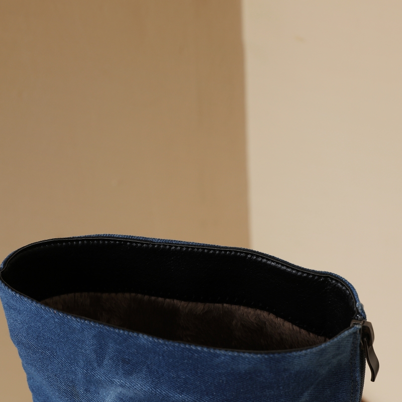 الأزرق الجينز حذاء برقبة للركب - مراجعة Women Shoes Jeans وسعره