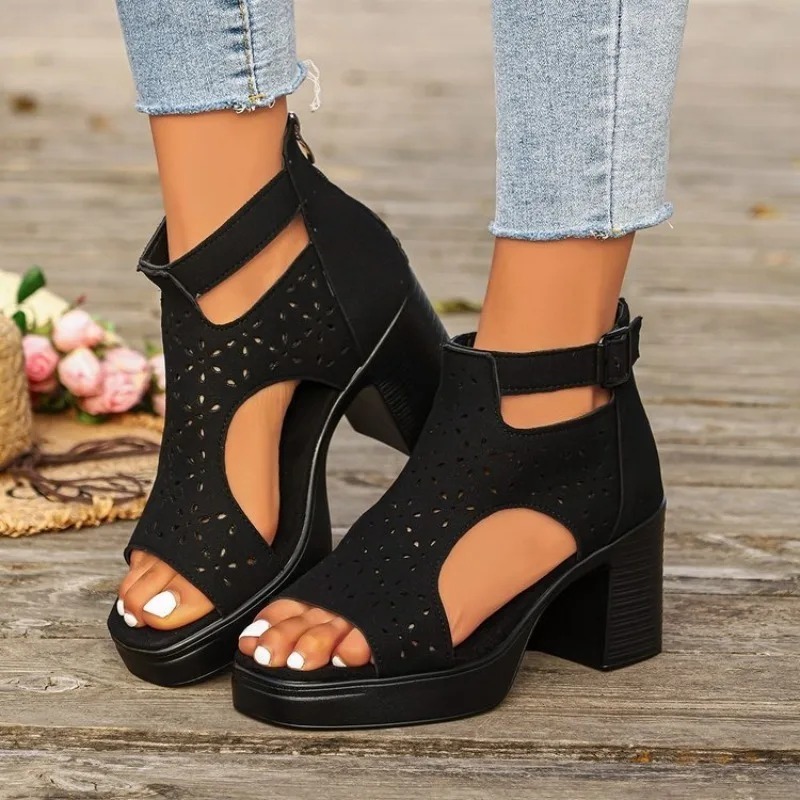 صنادل نسائية مفتوحة الأصابع بك - مراجعة Women Shoes Zipper وسعره