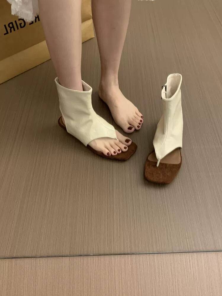 أحذية نسائية قصيرة بنية عتيقة  - مراجعة Women Shoes Zipper وسعره