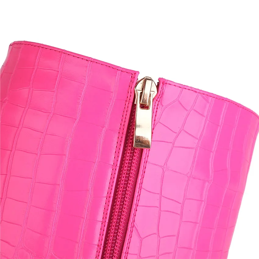 فو جلد التمساح النساء حذاء برق - مراجعة Zip Up Boots Short وسعره