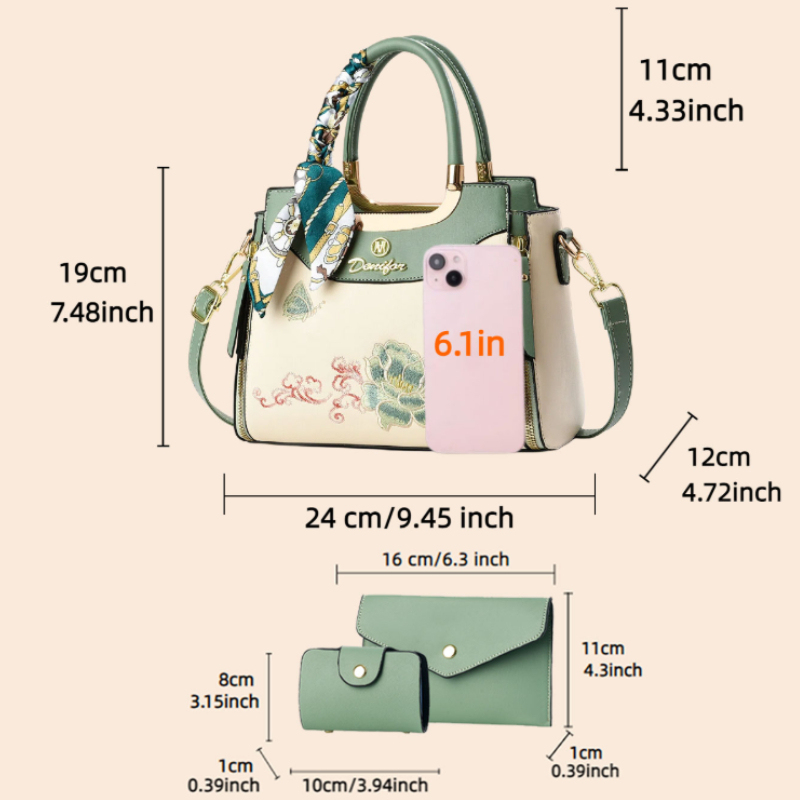 مجموعة حقائب يد مطرزة من 3 قطع - مراجعة Women Shoes Zipper وسعره