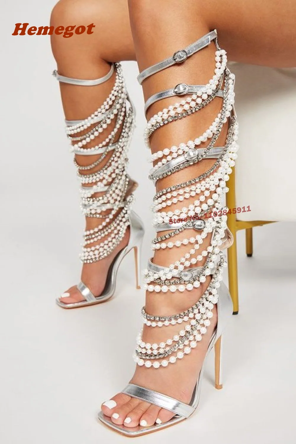 اللؤلؤ سلسلة معدنية الصنادل شر - مراجعة Women Shoes Zipper وسعره