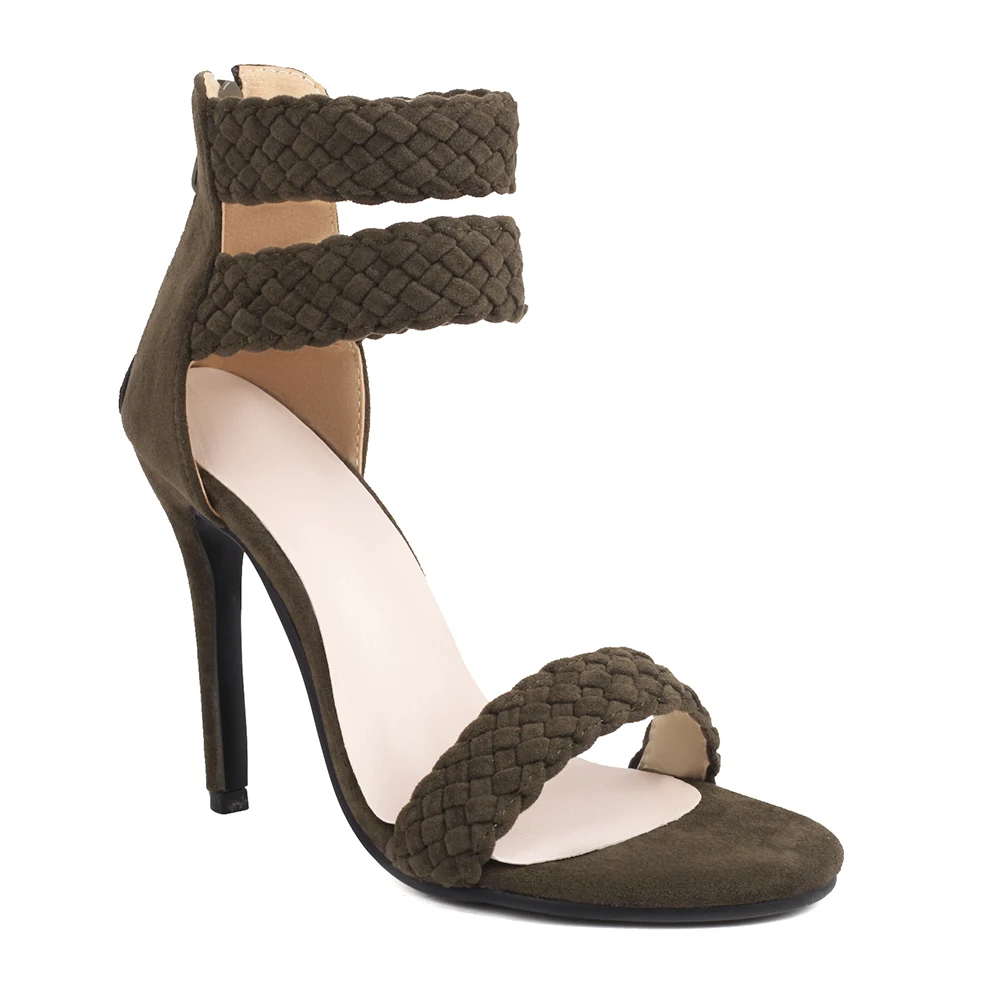 جديد الصيف الحلو البني الأخضر  - مراجعة Women Shoes Zipper وسعره