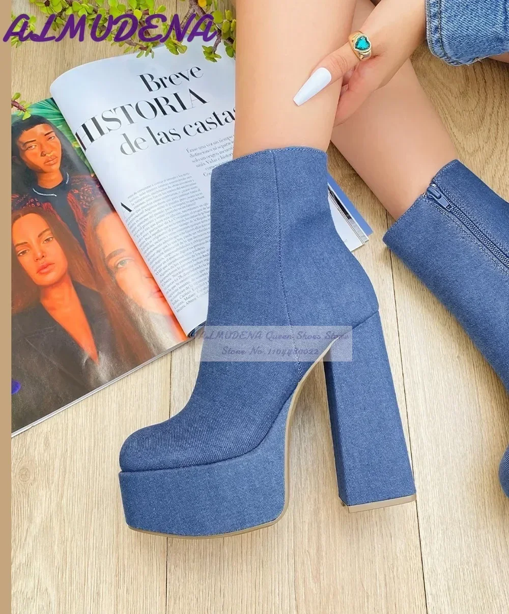 ALMUDENA الأزرق الدنيم كتلة ال - مراجعة Women Shoes Jeans وسعره